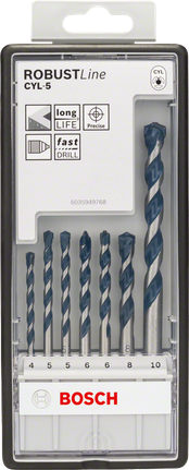 Coffret de 7 forets à béton Bosch CYL-5 4–10 mm.