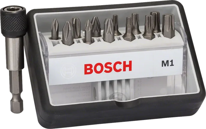 Coffret d'embouts de tournevis Bosch Robust Line 12+1 pièces, extra dur.