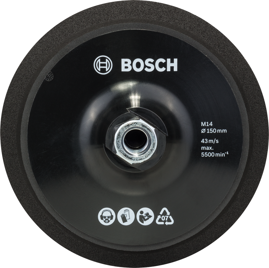 Plateau de support Bosch M14 150 mm avec fixation auto-agrippante.