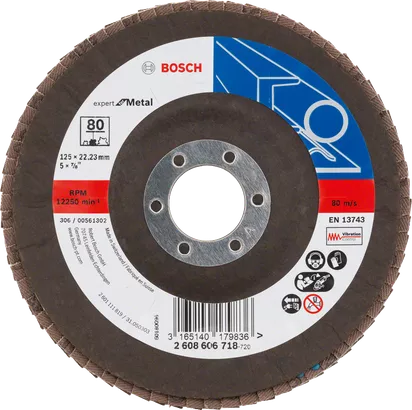 Disque à lamelles Bosch X551 Expert pour métal, 125 mm grain 80.