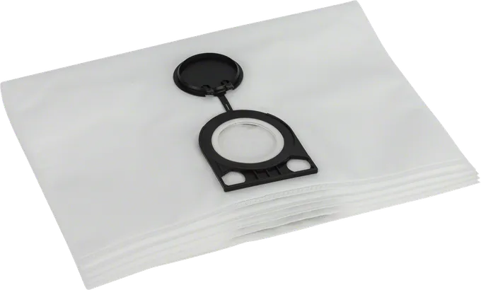 Sac filtrant en non-tissé Bosch avec bouchon de fermeture sécurisé.