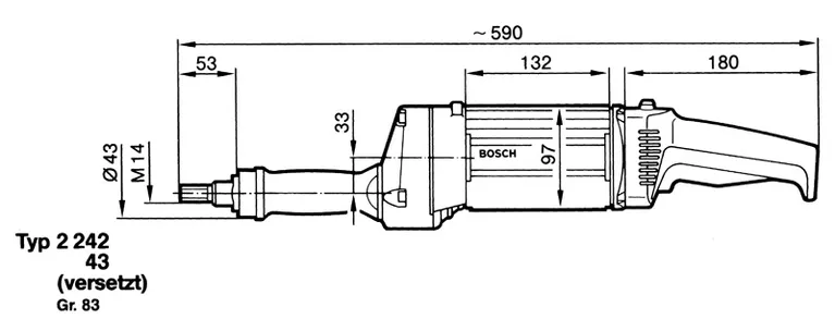 Dimensions de la meuleuse d'angle.