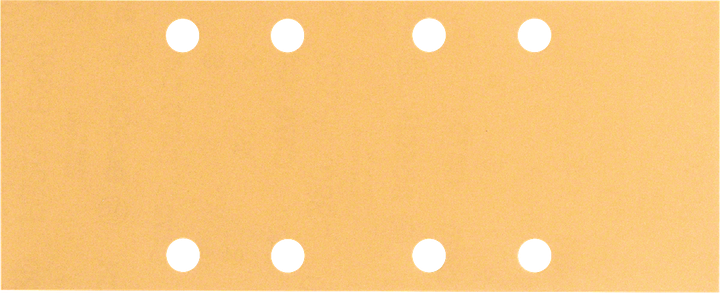 Feuille abrasive Bosch avec 8 trous d'extraction de poussière.