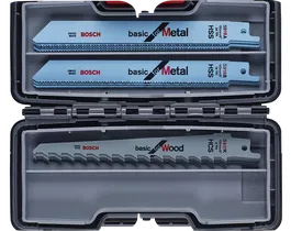 Jeu de 15 lames de scie Bosch pour bois et métal.