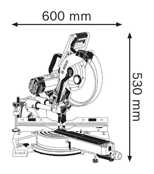 Dimensions de la scie à onglet.