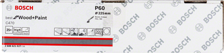 Feuilles abrasives Bosch C470 225 mm, paquet de 25.