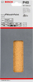 Paquet de feuilles abrasives Bosch C470, 93x230mm grain 40.