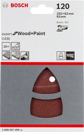 Feuilles abrasives Bosch C430 grain 120, 10 pièces.