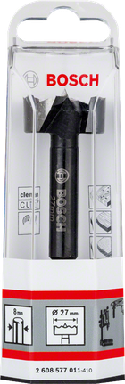 Mèche Forstner Bosch 27 mm pour une coupe nette du bois.