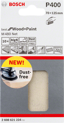 Feuille abrasive Bosch P400 70×125 mm.