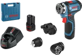 Ensemble de perceuse-visseuse sans fil Bosch GSR 12V-15 FC avec accessoires.