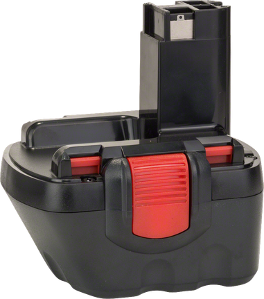 Pack de batteries Bosch NiMH avec loquet de déverrouillage rouge.
