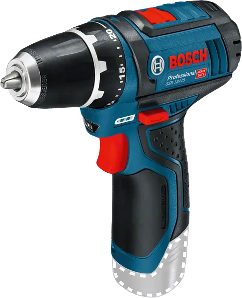 Perceuse sans fil Bosch GSR 12V-15 avec poignée ergonomique.
