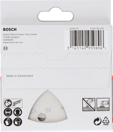 Jeu de feuilles abrasives Bosch F460 BfWP 93 mm grains assortis.