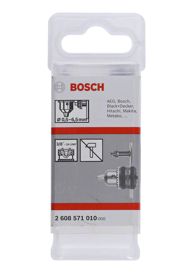 Mandrin à clé Bosch 0,5–6,5 mm pour perceuses.