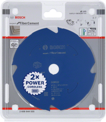 Lame de scie circulaire Bosch Expert pour fibrociment 165×1,8/1,2×20 T4.