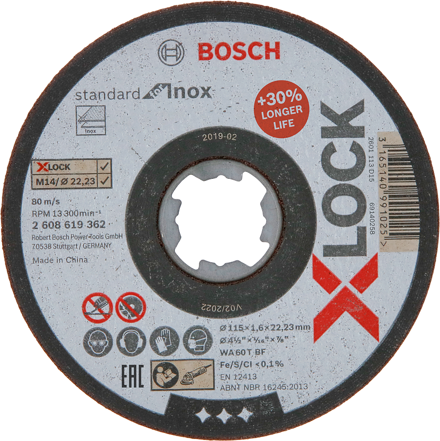 Disque à tronçonner Bosch X-LOCK Standard Inox 115x1,6mm.