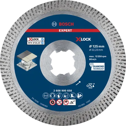 Disque à tronçonner diamanté Bosch EXPERT HardCeramic X-LOCK 125 mm.