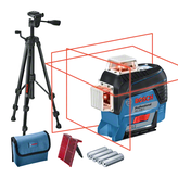 Outil de nivellement laser Bosch GLL 3-80 C avec trépied et accessoires.