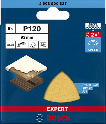 Bosch EXPERT C470 93 mm P120 papier abrasif delta paquet de 5.