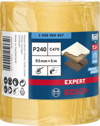 Rouleau de papier abrasif Bosch EXPERT C470 93 mm × 5 m P240.
