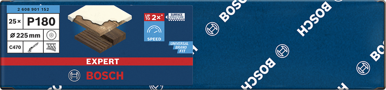 Papier abrasif Bosch Expert C470 225 mm P180, paquet de 25.