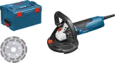 Meuleuse à béton Bosch GBR 15 CAG avec coffret et meule diamantée.