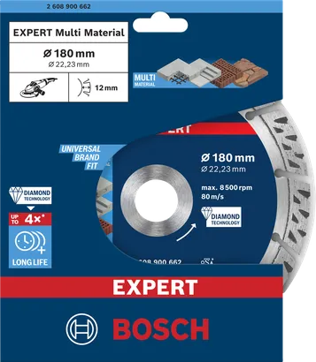 Disque à tronçonner diamanté Bosch EXPERT MultiMaterial 180×22,23 mm.