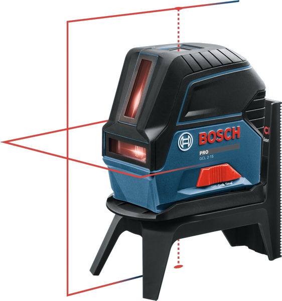 Outil de nivellement laser combiné Bosch GCL 2-15 sur support.