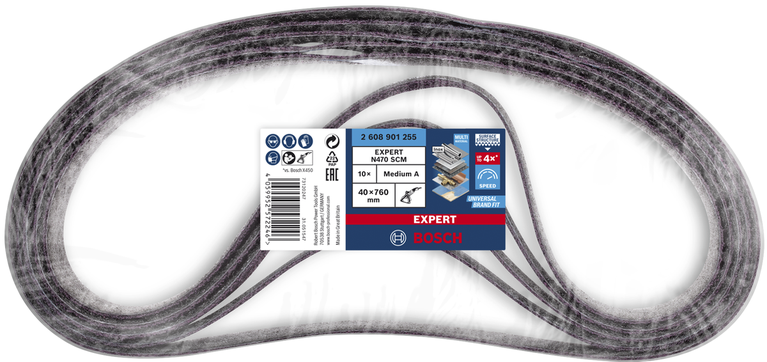 Bande abrasive Bosch 40 × 760 mm moyenne, lot de 10.