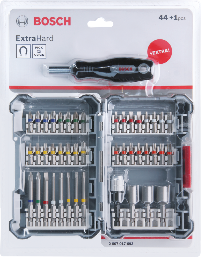 Coffret d'embouts de tournevis personnalisables Bosch 45 pièces.