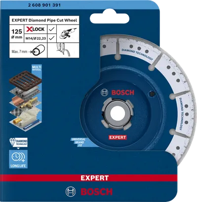 Disque diamanté pour coupe de tubes Bosch EXPERT 125 mm X-LOCK.