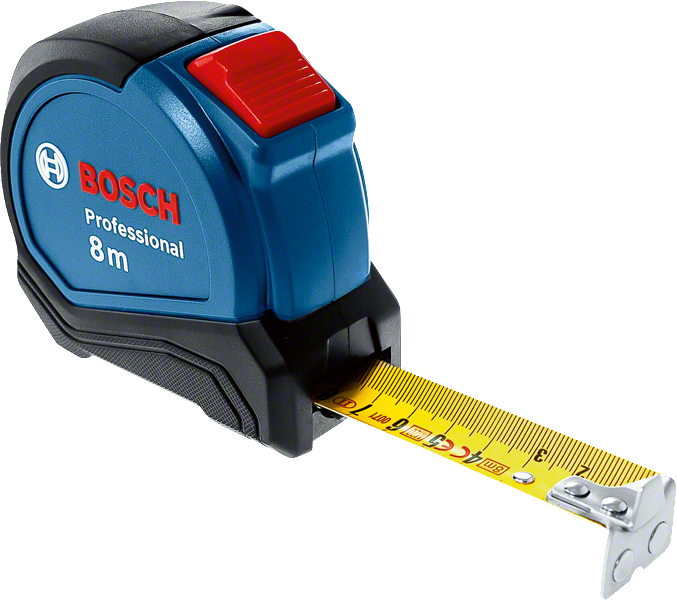 Mètre ruban professionnel Bosch 8 m pour une mesure précise.