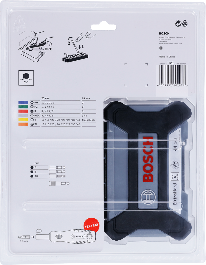 Coffret d'embouts de tournevis personnalisables Bosch 45 pièces.