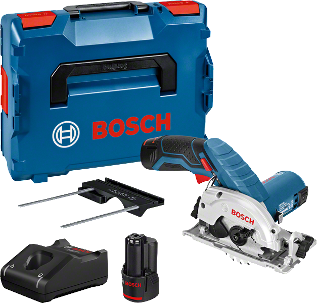 Ensemble de scie circulaire sans fil Bosch GKS 12V-26 avec coffret.