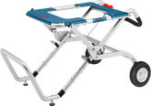 Support de scie Bosch GTA 60 W avec pieds pliables et roues.