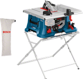 Scie à table Bosch GTS 18V-216 avec support pliable.