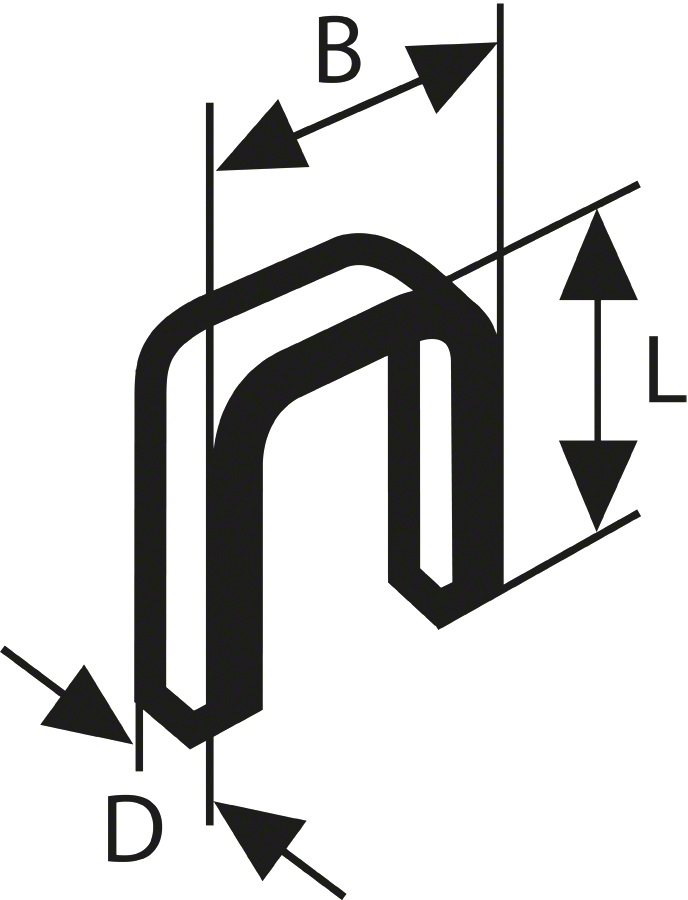 Agrafe Bosch PTA 6301, en forme de U avec dimensions étiquetées.