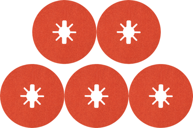 Jeu de disques abrasifs Bosch avec trous centraux en forme d'étoile.