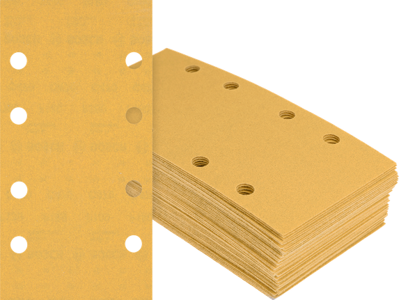 Feuilles abrasives Bosch avec trous d'extraction de poussière.
