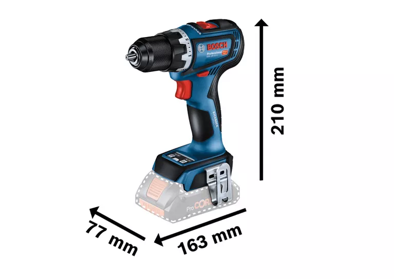 Perceuse-visseuse sans fil Bosch GSR 18V-90 C au design compact.