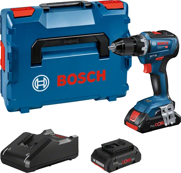 Coffret perceuse-visseuse sans fil Bosch GSR 18V-55 avec coffret.