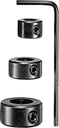 Ensemble de butées de profondeur de perçage Bosch avec trois colliers et clé hexagonale.
