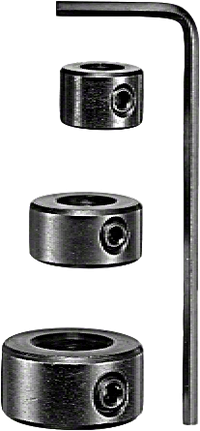 Ensemble de butées de profondeur de perçage Bosch avec trois colliers et clé hexagonale.