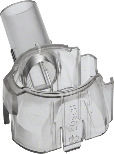 Adaptateur d'aspirateur Bosch transparent, longueur 111 mm.