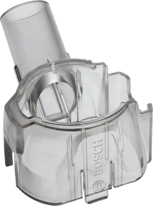 Adaptateur d'aspirateur Bosch transparent, longueur 111 mm.