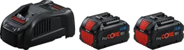 Coffret de démarrage Bosch avec chargeur GAL 1880 CV et deux batteries ProCORE 18V 5,5Ah.