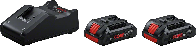 Coffret de démarrage Bosch avec chargeur GAL 18V-40 et deux batteries ProCORE18V 4.0Ah.