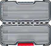 Boîte de rangement Bosch PRO Tough Box Small pour accessoires, boîtier ouvert.