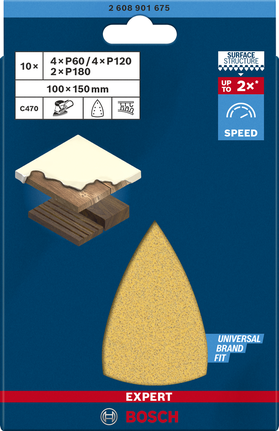 Jeu de papiers abrasifs Bosch C470 100×150 mm.